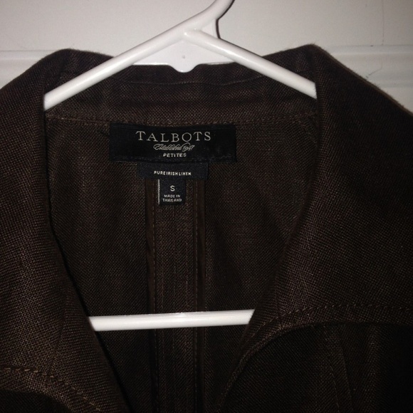 Talbots SP Small Petite Linen Brown Blazer - Picture 3 of 6